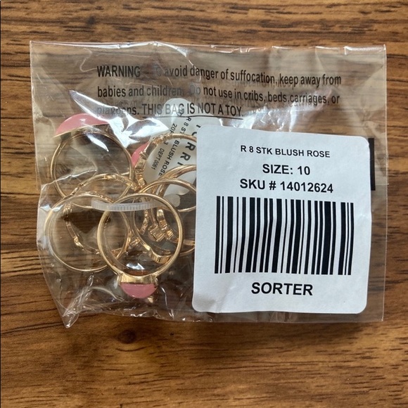 Torrid Gold-Tone & Blush Faux Stone Ring Set Of 8 - Picture 3 of 6